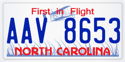 NC license plate AAV8653