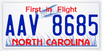 NC license plate AAV8685