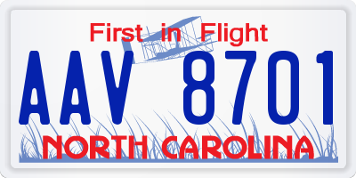 NC license plate AAV8701