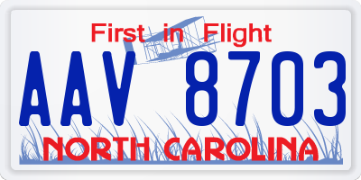 NC license plate AAV8703