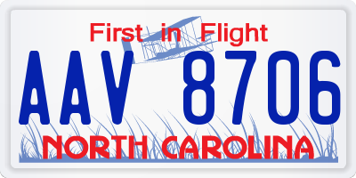NC license plate AAV8706