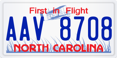 NC license plate AAV8708