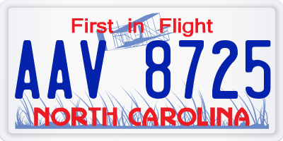 NC license plate AAV8725