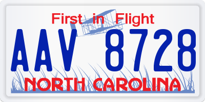 NC license plate AAV8728
