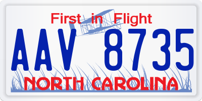 NC license plate AAV8735