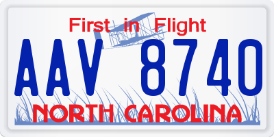 NC license plate AAV8740
