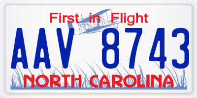 NC license plate AAV8743