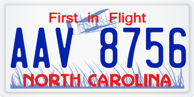 NC license plate AAV8756