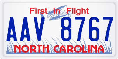 NC license plate AAV8767