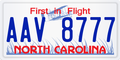 NC license plate AAV8777