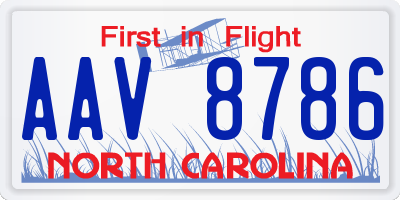 NC license plate AAV8786