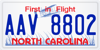 NC license plate AAV8802