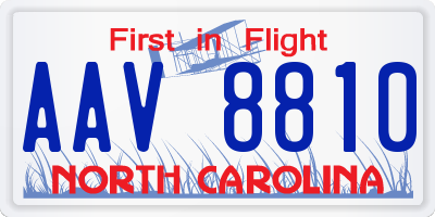 NC license plate AAV8810