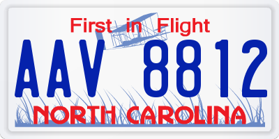 NC license plate AAV8812