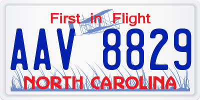NC license plate AAV8829