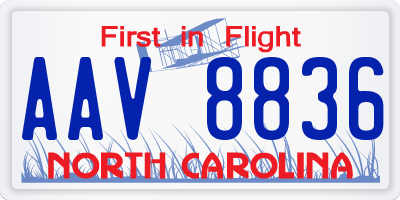 NC license plate AAV8836
