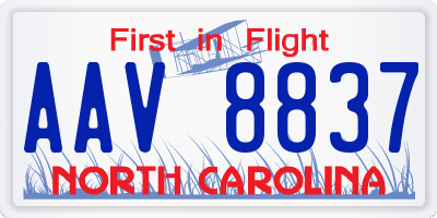 NC license plate AAV8837