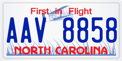 NC license plate AAV8858