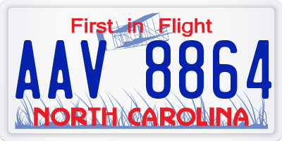 NC license plate AAV8864