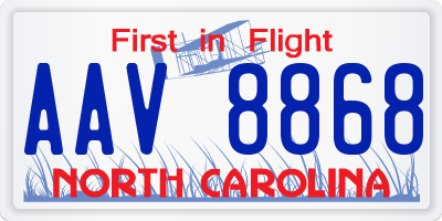 NC license plate AAV8868
