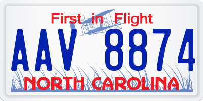 NC license plate AAV8874