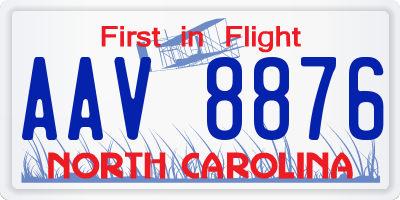 NC license plate AAV8876