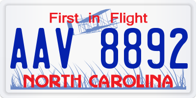 NC license plate AAV8892