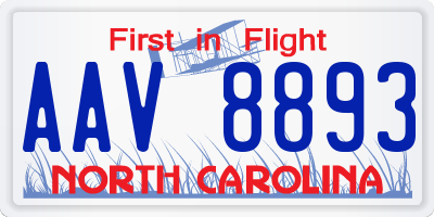 NC license plate AAV8893