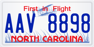 NC license plate AAV8898