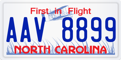NC license plate AAV8899