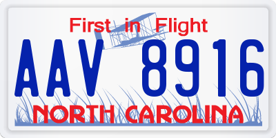 NC license plate AAV8916