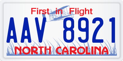 NC license plate AAV8921