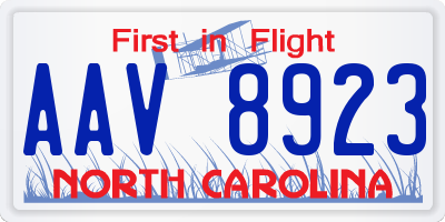 NC license plate AAV8923
