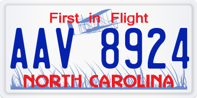 NC license plate AAV8924