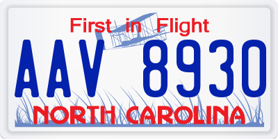 NC license plate AAV8930
