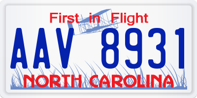 NC license plate AAV8931