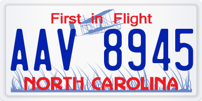 NC license plate AAV8945