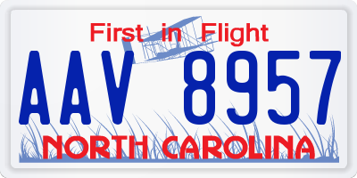 NC license plate AAV8957
