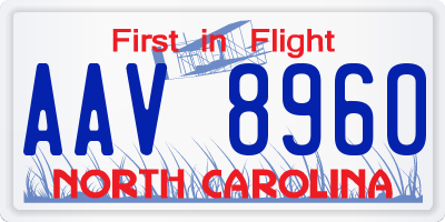 NC license plate AAV8960
