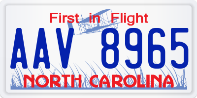 NC license plate AAV8965