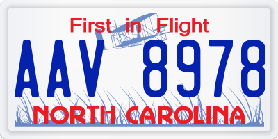 NC license plate AAV8978