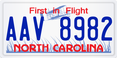 NC license plate AAV8982
