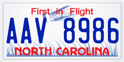 NC license plate AAV8986