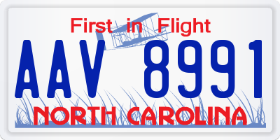 NC license plate AAV8991