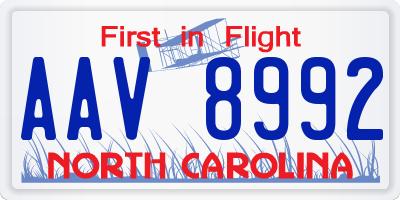 NC license plate AAV8992