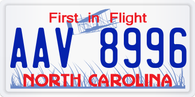 NC license plate AAV8996