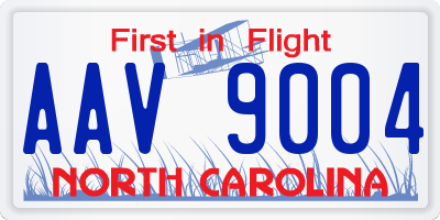 NC license plate AAV9004