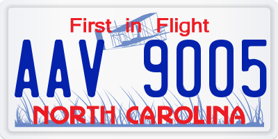 NC license plate AAV9005