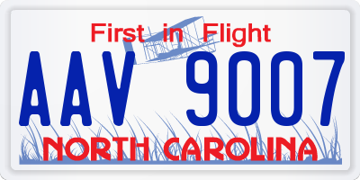 NC license plate AAV9007