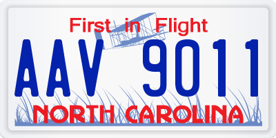 NC license plate AAV9011